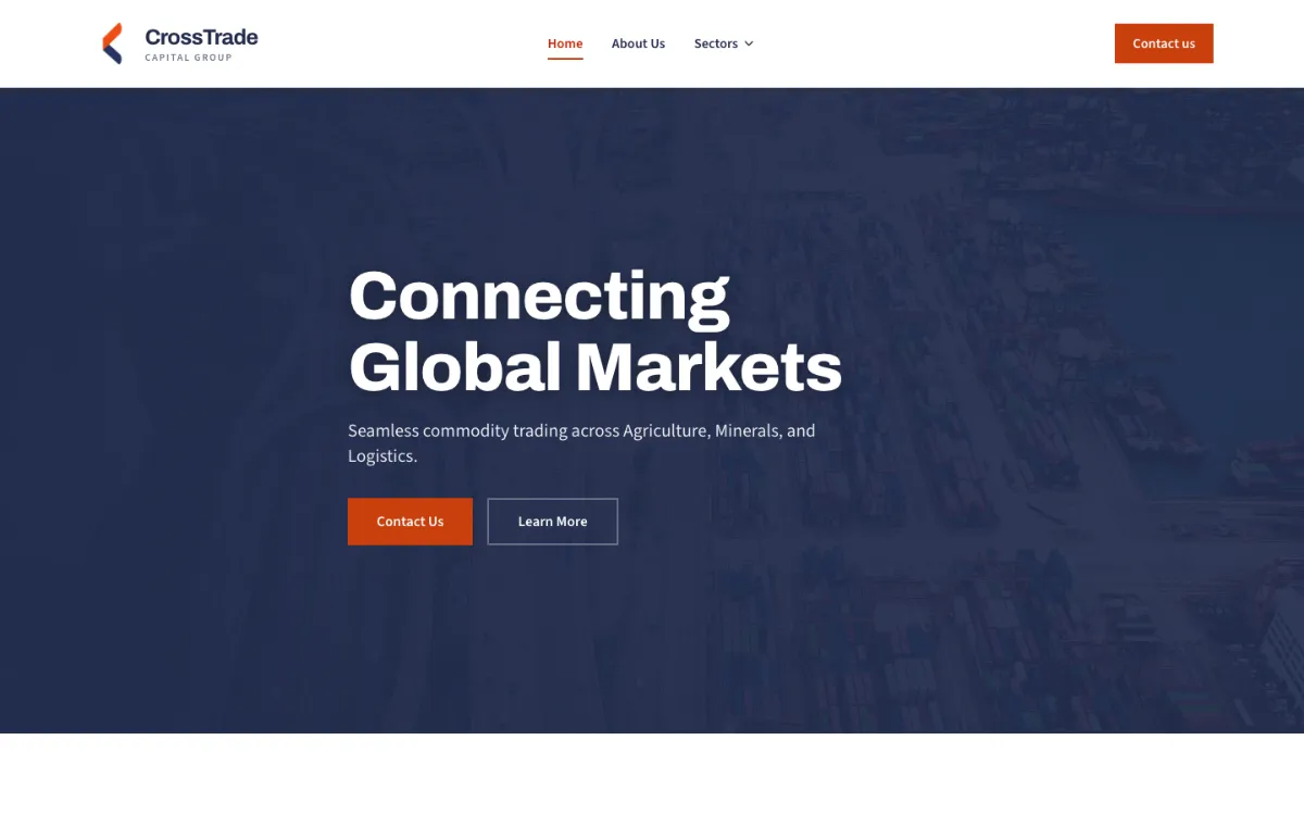 Homepage of the Cross Trade Global site